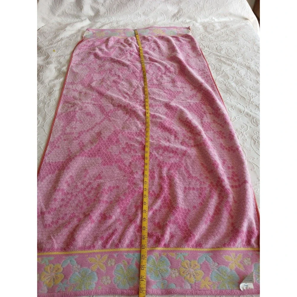 VTG Terrisol Karsten Beach Towel India Pastel Colors Beach  Hibiscus Flower Pink